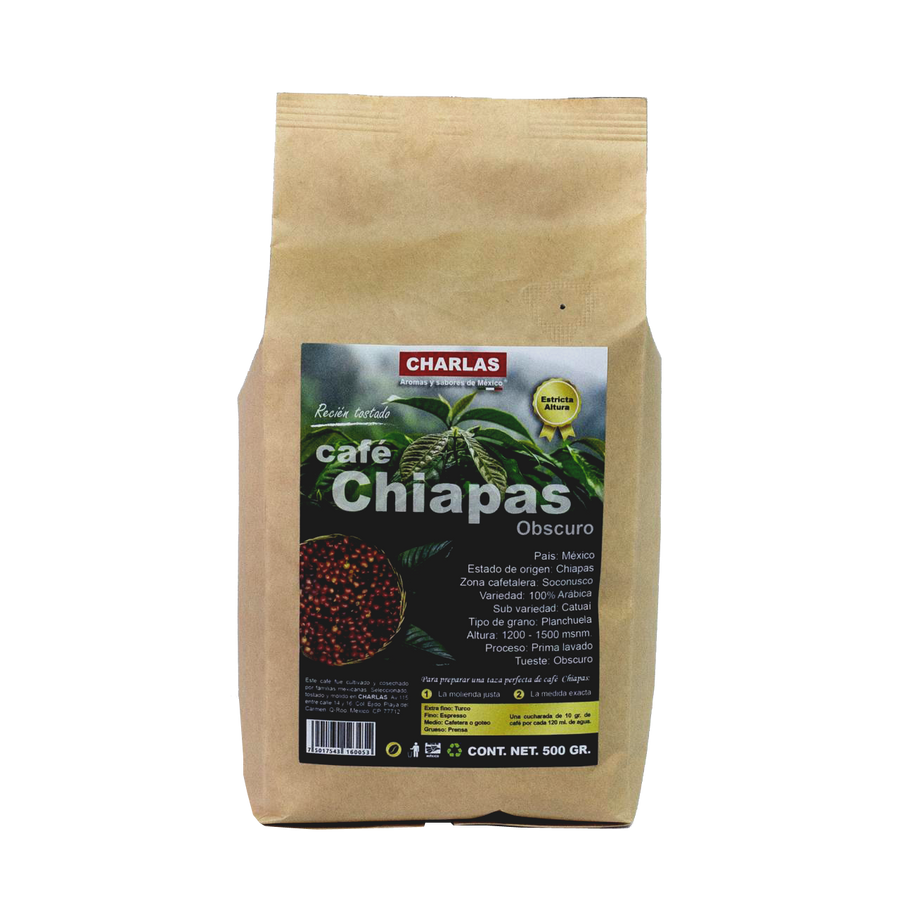 Café Chiapas Tostado Obscuro/500 grs. - Charlas Café®