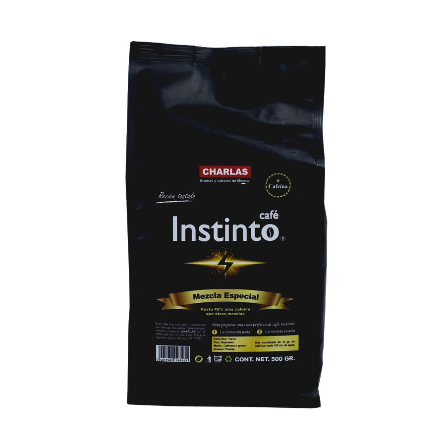 Café Instinto® l Más Cafeína. Arábica/Robusta 500 grs. - Charlas Café®