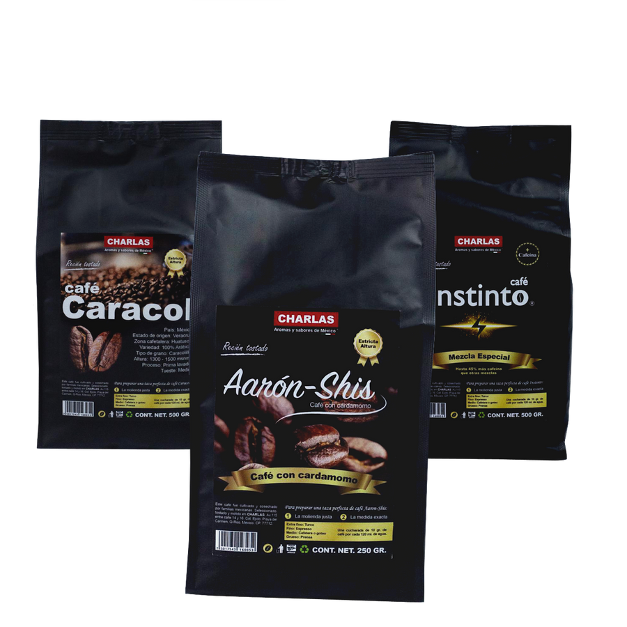 SET l 3 Bolsas de café Premium l Caracolillo/AarónShis/Instinto. - Charlas Café®