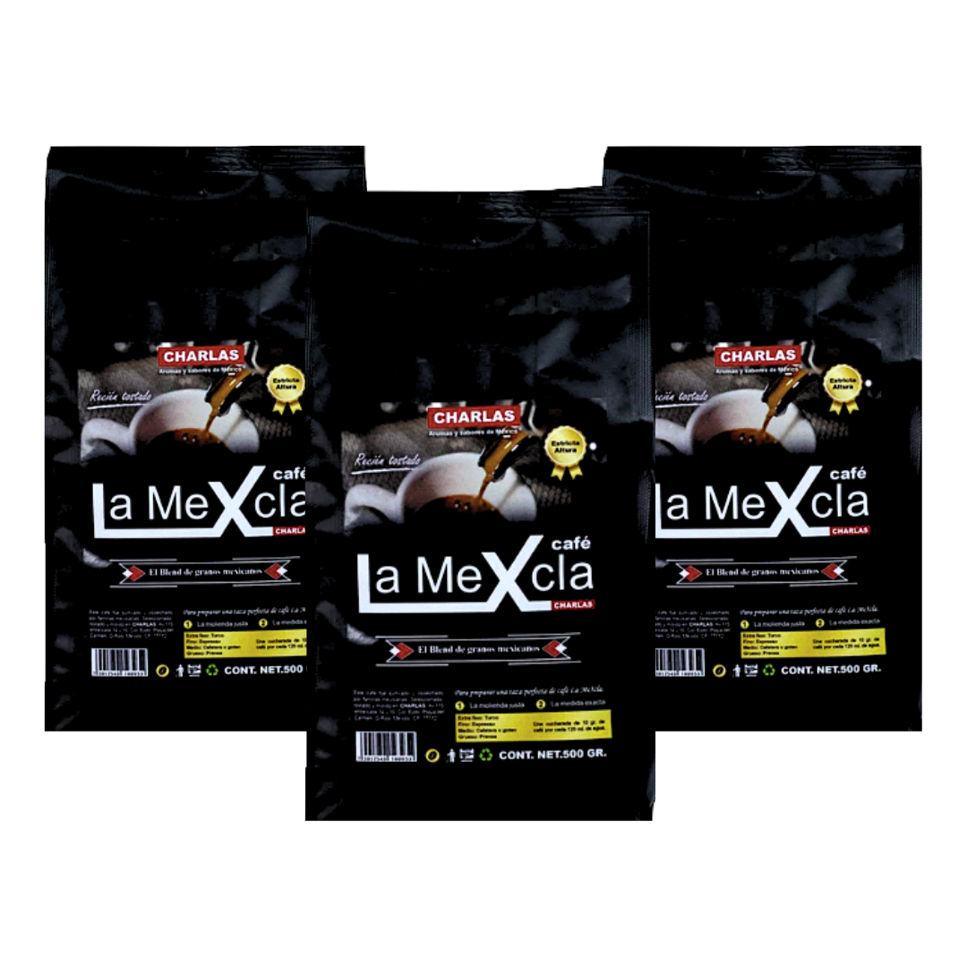 SET l 3 Bolsas de 500 gr. Café La MeXcla 100% Arábica. - Charlas Café®