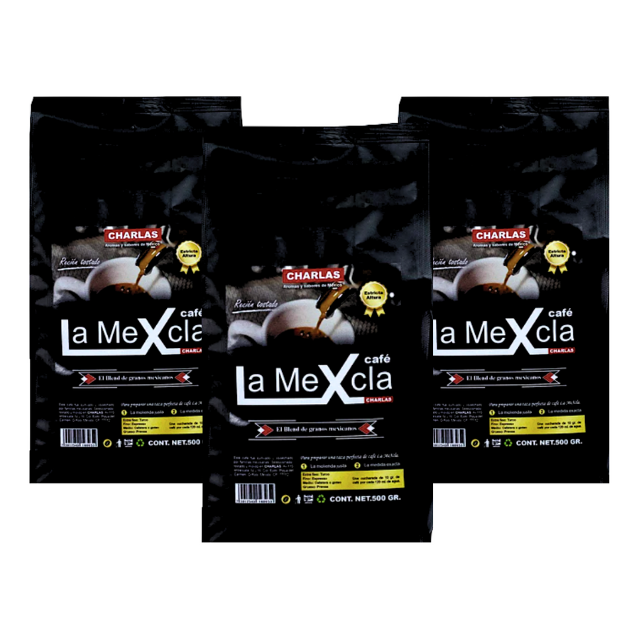 SET l 3 Bolsas de 500 gr. Café La MeXcla 100% Arábica. - Charlas Café®