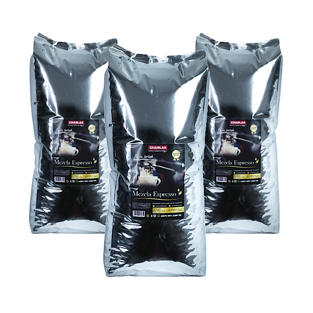 SET l 3 Bolsas de 2kg. Mezcla Espresso. - Charlas Café®